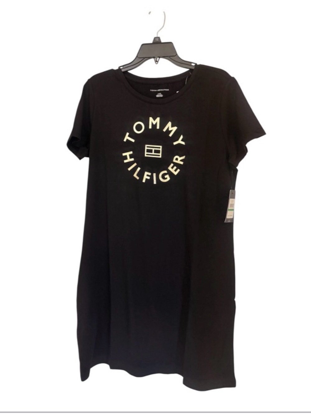 Tommy Hilfiger Black Midi Logo Dress Size Large NWT